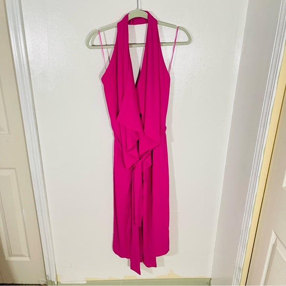 NWT Misha Collection Lorena Halter Midi Dress Fuchsia Pink Resortwear Vacation - Picture 2 of 8